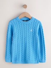 modra - Kitasto pleten pulover z okroglim ovratnikom (3-16let) - Slika 1 iz 4