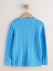 modra - Kitasto pleten pulover z okroglim ovratnikom (3-16let) - Slika 2 iz 4