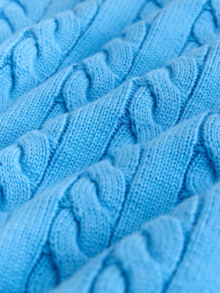 Pull bleu en maille tricot épaisse à carreaux | FR Pull bleu en maille tricot épaisse à carreaux | FR