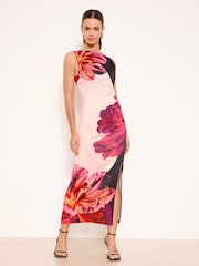 Lipsy Monochrome Petite Floral Print Bodycon Midaxi Dress - Image 3 of 4