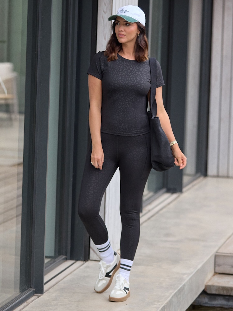 Friends Like These Black/Animal Studio High Waist Leggings - Image 1 of 4 Friends Like These Black/Animal Studio High Waist Leggings - Image 1 of 4