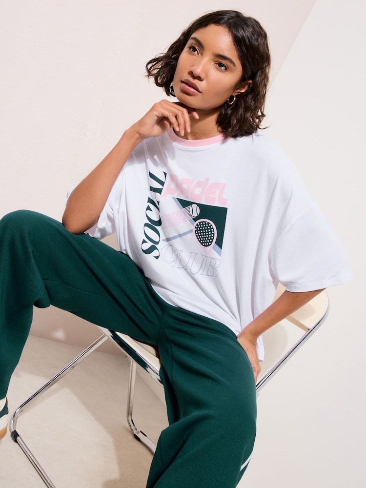 Friends Like These White/Pink Studio Yoga T-Shirt - Image 2 of 5 Friends Like These White/Pink Studio Yoga T-Shirt - Image 2 of 5