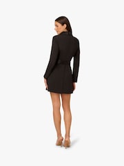 Adrianna Papell Crepe Black Romper With Lapel - Image 2 of 6