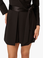 Adrianna Papell Crepe Black Romper With Lapel - Image 3 of 6