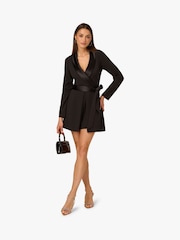 Adrianna Papell Crepe Black Romper With Lapel - Image 4 of 6