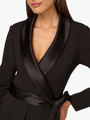 Adrianna Papell Crepe Black Romper With Lapel - Image 5 of 6