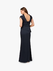 Adrianna Papell Blue Satin Crepe Dress - Image 2 of 6