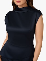 Adrianna Papell Blue Satin Crepe Dress - Image 4 of 6