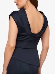 Adrianna Papell Blue Satin Crepe Dress - Image 5 of 6