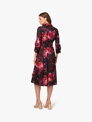 Adrianna Papell Printed Taffeta Shirt Black Dress - Image 2 of 6