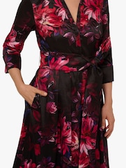 Adrianna Papell Printed Taffeta Shirt Black Dress - Image 5 of 6