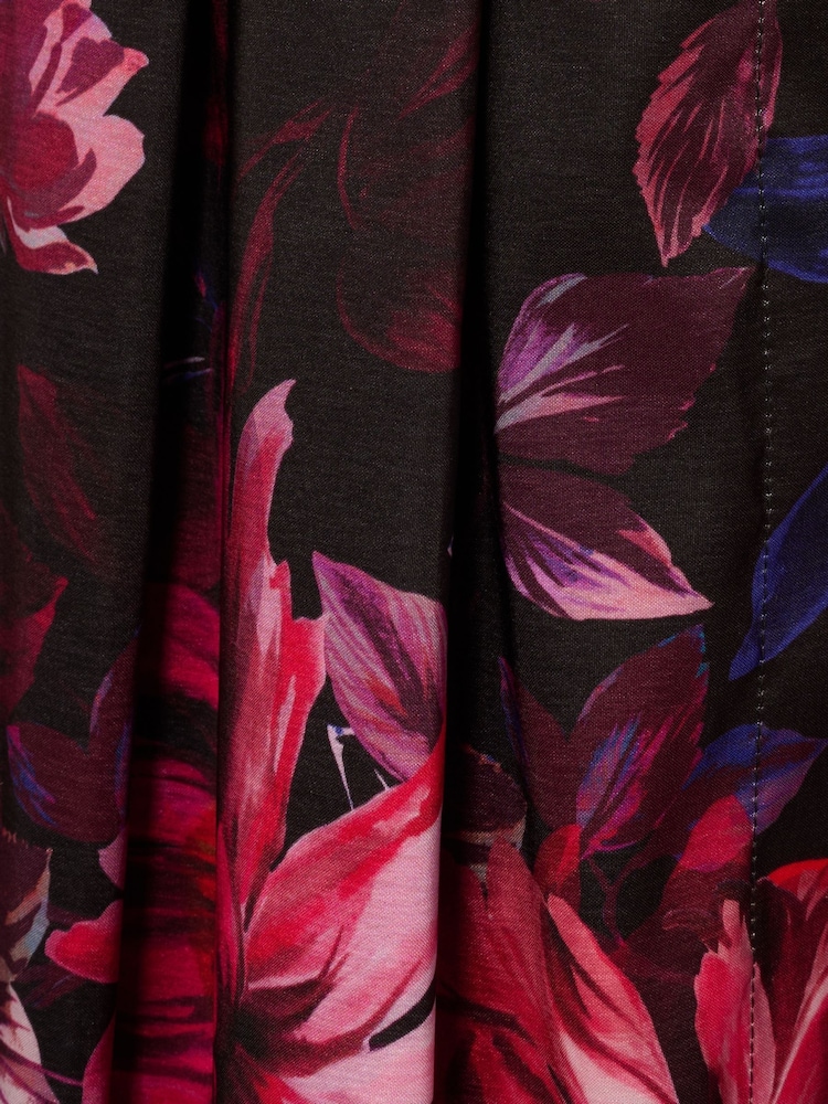 Adrianna Papell Printed Taffeta Shirt Black Dress - Image 6 of 6