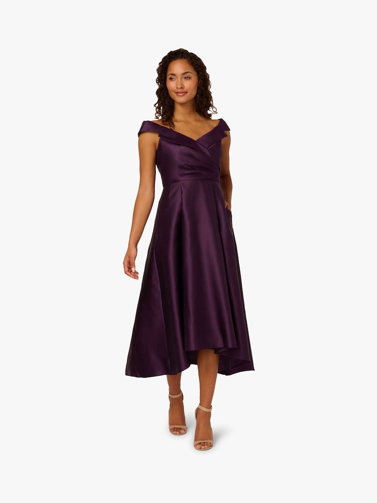 Adrianna Papell Purple Off Shoulder Dress - Image 1 of 6