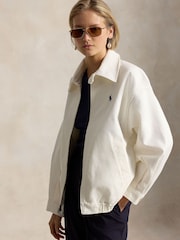 Polo Ralph Lauren White Woven Bomber Jacket - Image 1 of 5