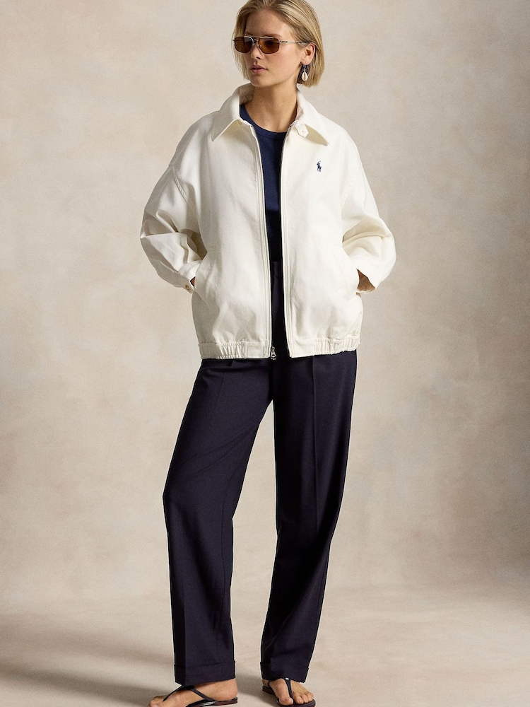 Polo Ralph Lauren White Woven Bomber Jacket - Image 2 of 5 Polo Ralph Lauren White Woven Bomber Jacket - Image 2 of 5