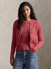 Polo Ralph Lauren Red Cable-Knit Cotton Cardigan - Image 1 of 5