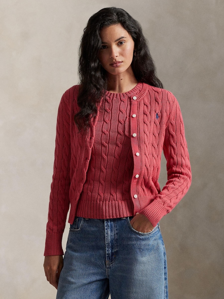 Polo Ralph Lauren Red Cable-Knit Cotton Cardigan - Image 1 of 5