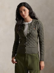 Polo Ralph Lauren Green Cable-Knit Cotton Cardigan - Image 1 of 6