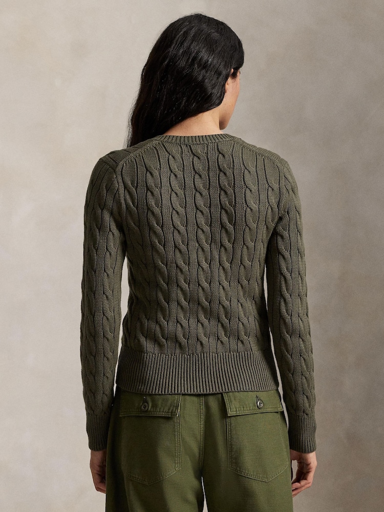 Polo Ralph Lauren Green Cable-Knit Cotton Cardigan - Image 2 of 6