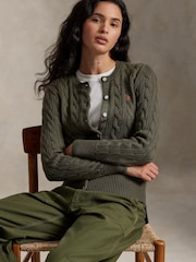 Polo Ralph Lauren Green Cable-Knit Cotton Cardigan - Image 3 of 6