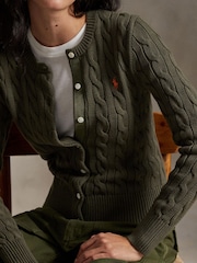 Polo Ralph Lauren Green Cable-Knit Cotton Cardigan - Image 5 of 6