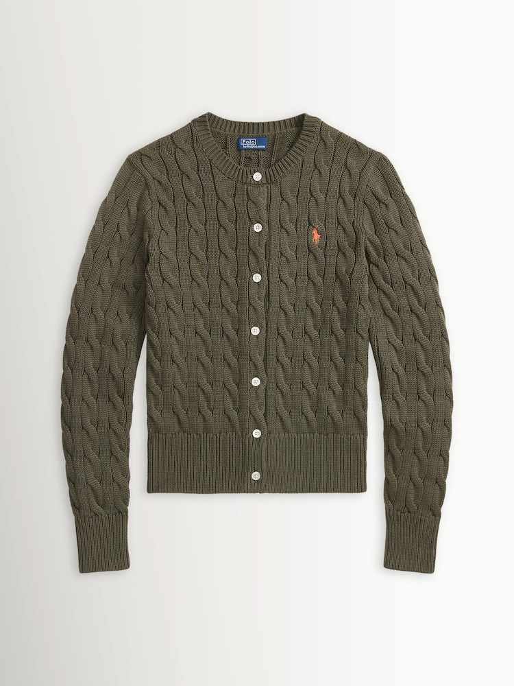 Polo Ralph Lauren Green Cable-Knit Cotton Cardigan - Image 6 of 6