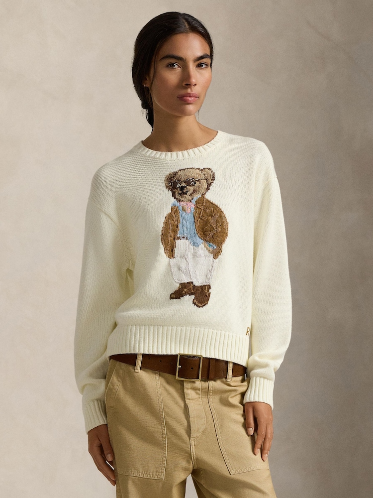 Polo Ralph Lauren Cream Knit Bear Jumper - Image 1 of 5 Polo Ralph Lauren Cream Knit Bear Jumper - Image 1 of 5