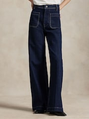 Polo Ralph Lauren Blue Woven Flare Jeans - Image 1 of 5