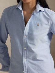 Polo Ralph Lauren Blue Oxford Cotton Long Sleeve Crlte St Button Front Shirt - Image 4 of 5