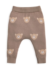 Mamas & Papas Jacquard Bear Knit Brown Top and Joggers Set - Imagen 2 de 5