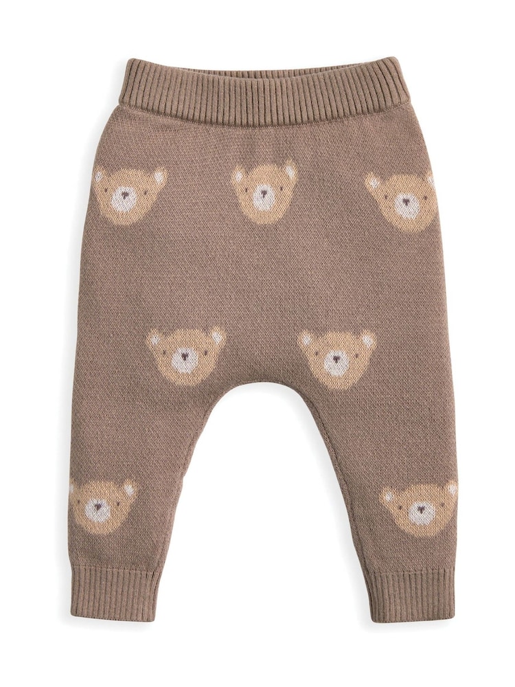 Mamas & Papas Jacquard Bear Knit Brown Top and Joggers Set - Imagen 2 de 5
