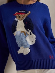 Polo Ralph Lauren Blue Knit Bear Jumper - Image 4 of 5
