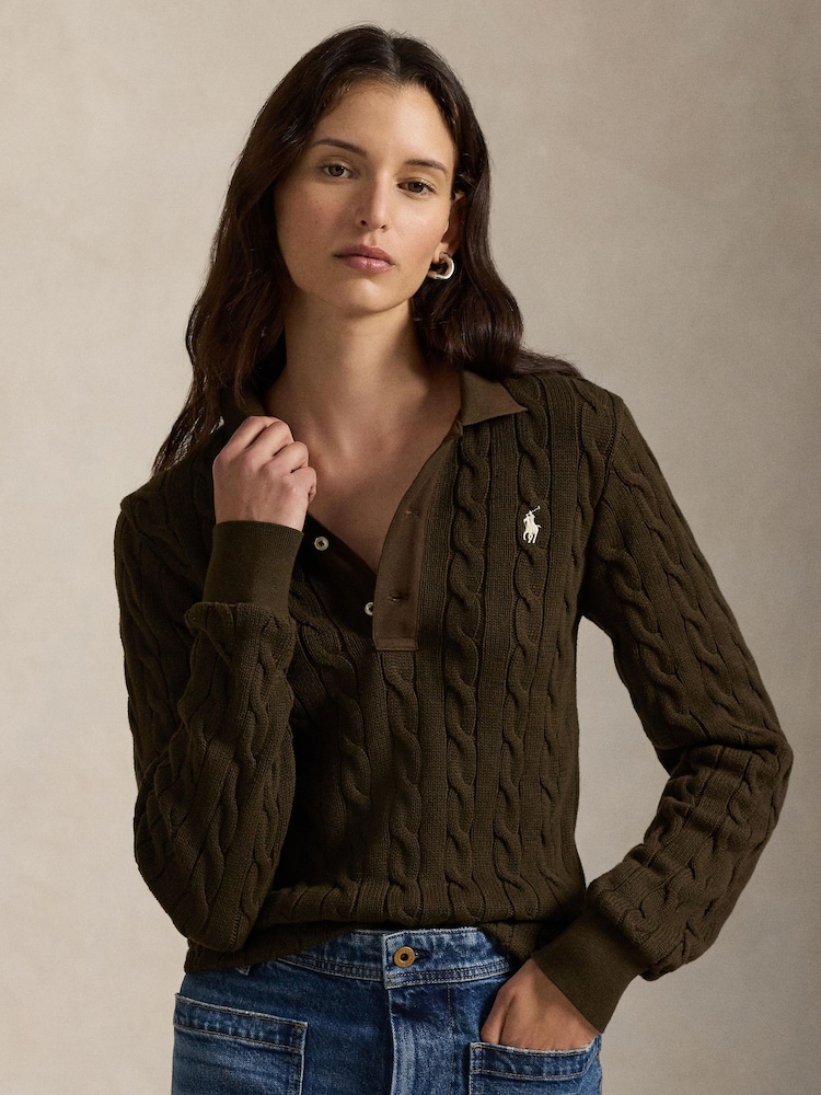 Polo Ralph Lauren Brown CBL Polo Long Sleeve Polo Shirt - Image 1 of 4