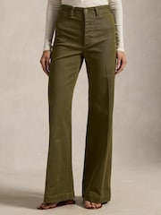 Polo Ralph Lauren Green Woven Flare Trousers - Image 1 of 5