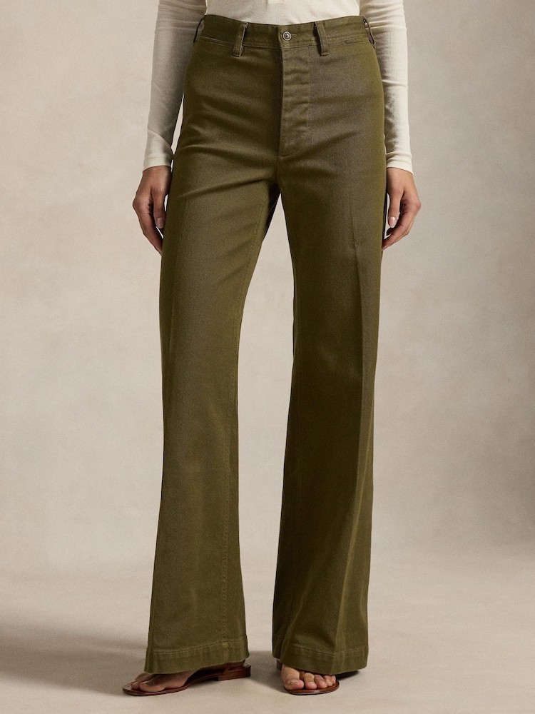 Polo Ralph Lauren Green Woven Flare Trousers - Image 1 of 5