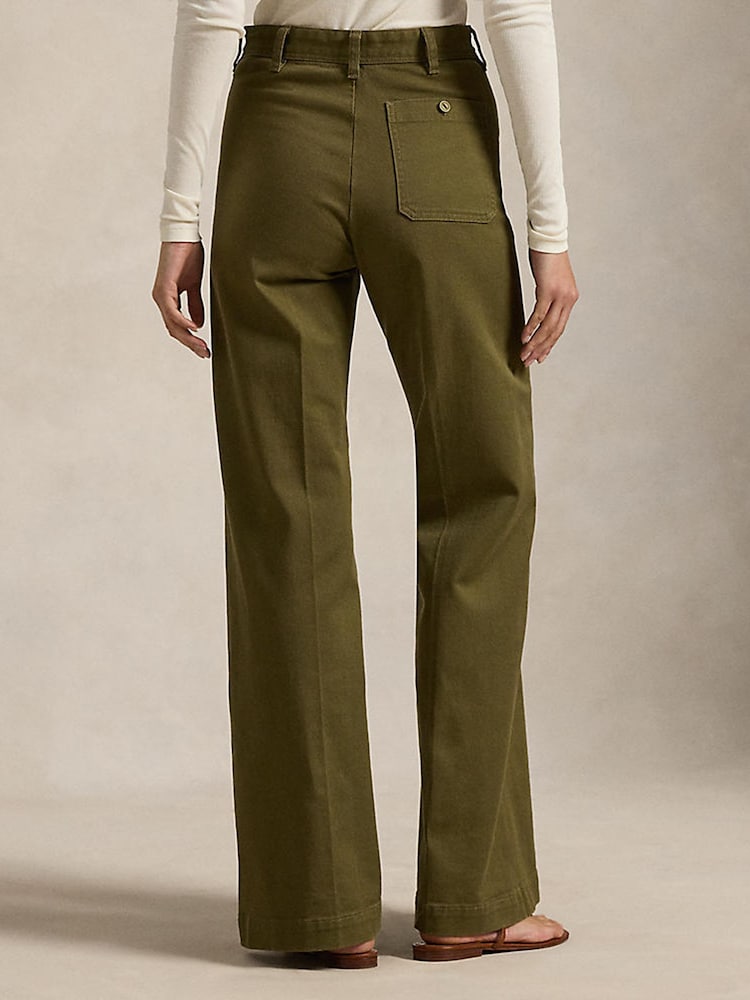 Polo Ralph Lauren Green Woven Flare Trousers - Image 2 of 5