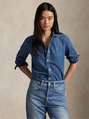 Polo Ralph Lauren Blue Denim Long Sleeve ST Long Sleeve Button Front Shirt - Image 1 of 1