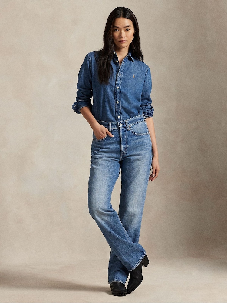 Polo Ralph Lauren Blue Denim Long Sleeve ST Long Sleeve Button Front Shirt - Image 2 of 6 Polo Ralph Lauren Blue Denim Long Sleeve ST Long Sleeve Button Front Shirt - Image 2 of 6