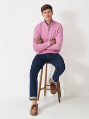 Crew Clothing Pink Classic Half Zip Sweatshirt - Image 3 of 5