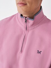 Crew Clothing Pink Classic Half Zip Sweatshirt - Image 4 of 5