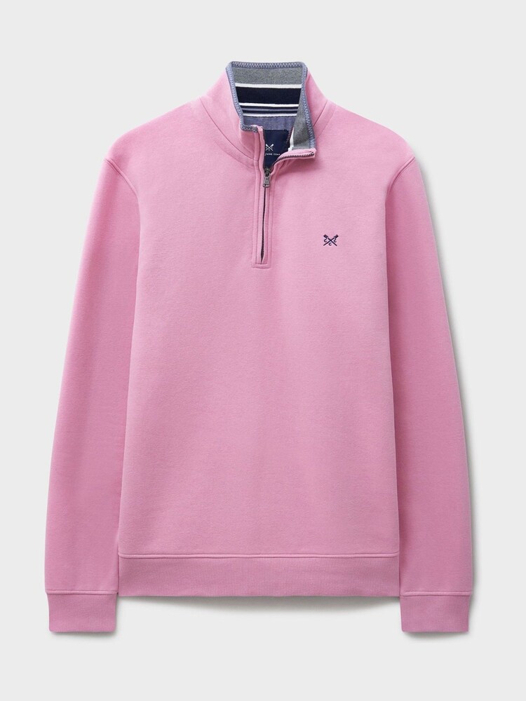Crew Clothing Pink Classic Half Zip Sweatshirt - Image 5 of 5