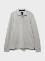 Crew Clothing Grey Long Sleeve Pique Polo Shirt - Image 5 of 5