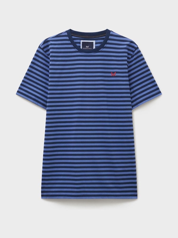 Crew Clothing Blue Feeder Striped Tipped T-Shirt - Image 5 of 5