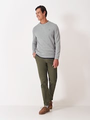 Crew Clothing Grey French Rib Crew Neck Jumper - Image 3 of 5