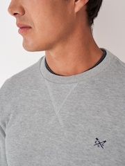 Crew Clothing Grey French Rib Crew Neck Jumper - Image 4 of 5