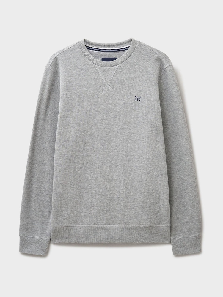 Crew Clothing Grey French Rib Crew Neck Jumper - Image 5 of 5
