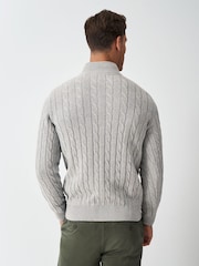 Crew Clothing Grey Oarsman Cable Half Zip Jumper - Image 2 of 5