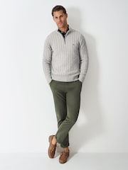 Crew Clothing Grey Oarsman Cable Half Zip Jumper - Image 3 of 5