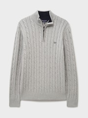 Crew Clothing Grey Oarsman Cable Half Zip Jumper - Image 5 of 5