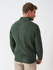 Crew Clothing Green Oarsman Cable Half Zip Jumper - Image 2 of 5